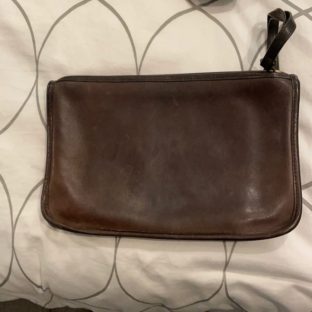 Coach Vintage 1980s Brown Leather Zip Clutch